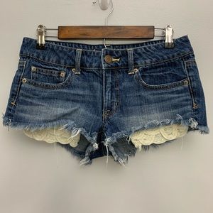 American Eagle | Lace Pocket Denim Jean Shorts